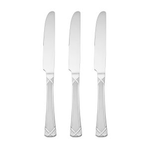 Evansville Frosted Dinner Knives. Set of 3