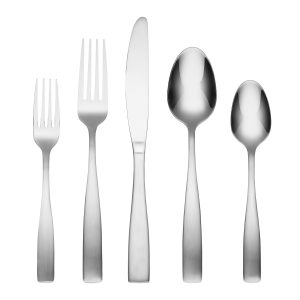 Madison Satin 62-Piece Flatware Set with Wood Tray