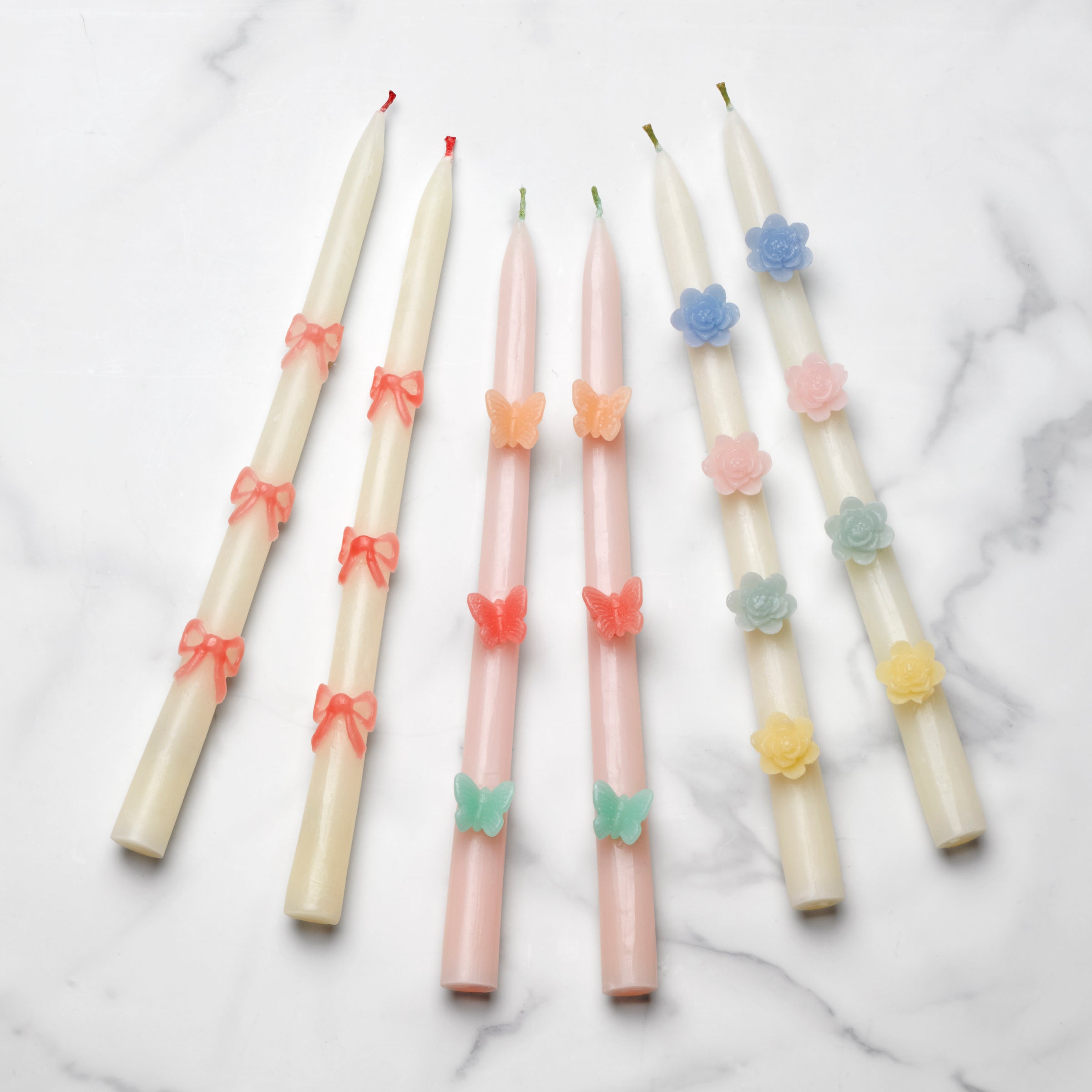 Pastel Flowers Taper Candles. Set of 2 - Image 2