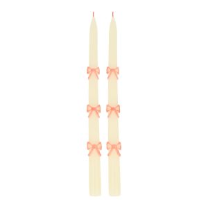 Pink Bow Taper Candles. Set of 2