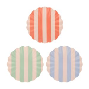 Stripey Assorted Bamboo Small Plates. Set of 6