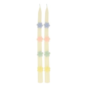 Pastel Flowers Taper Candles. Set of 2