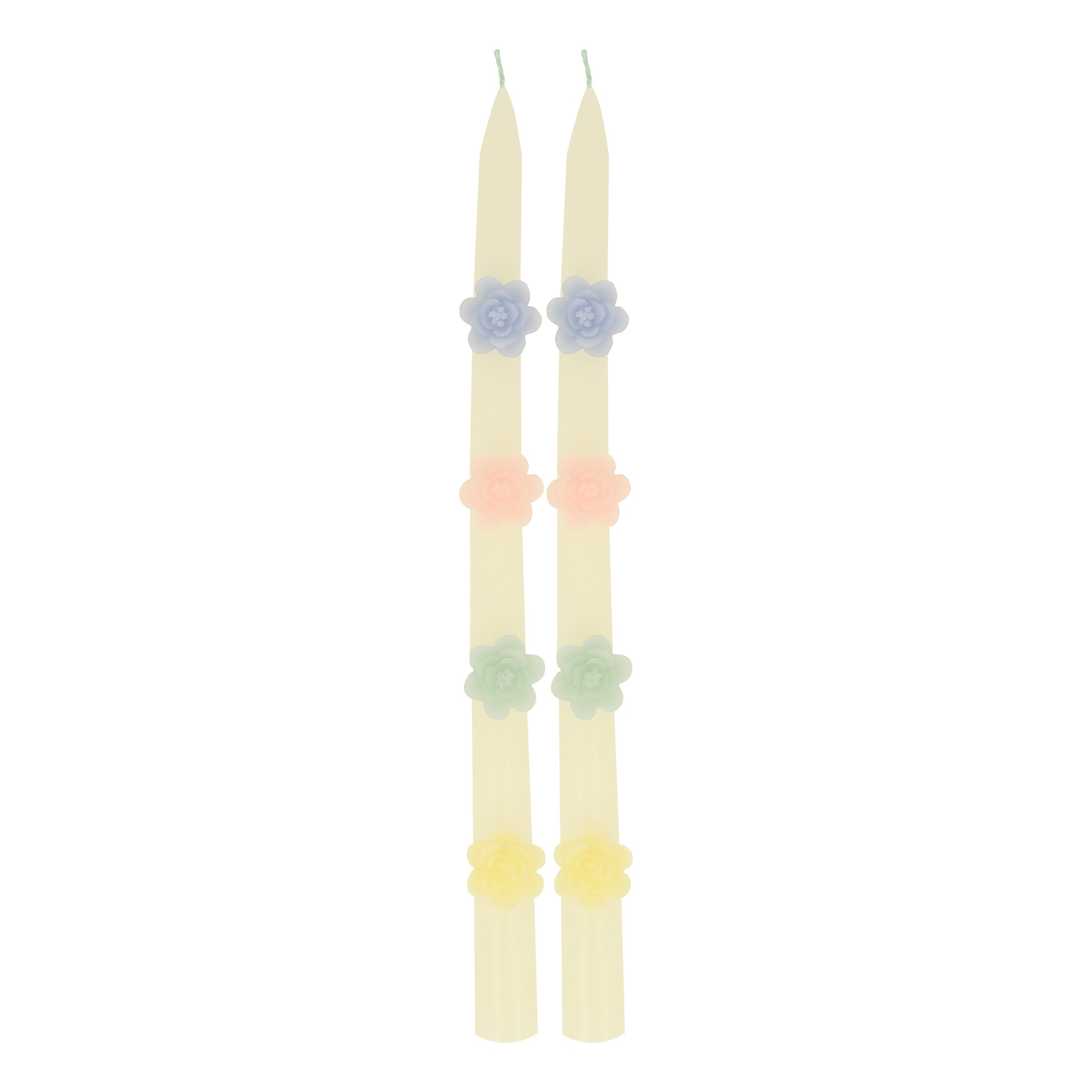 Pastel Flowers Taper Candles. Set of 2