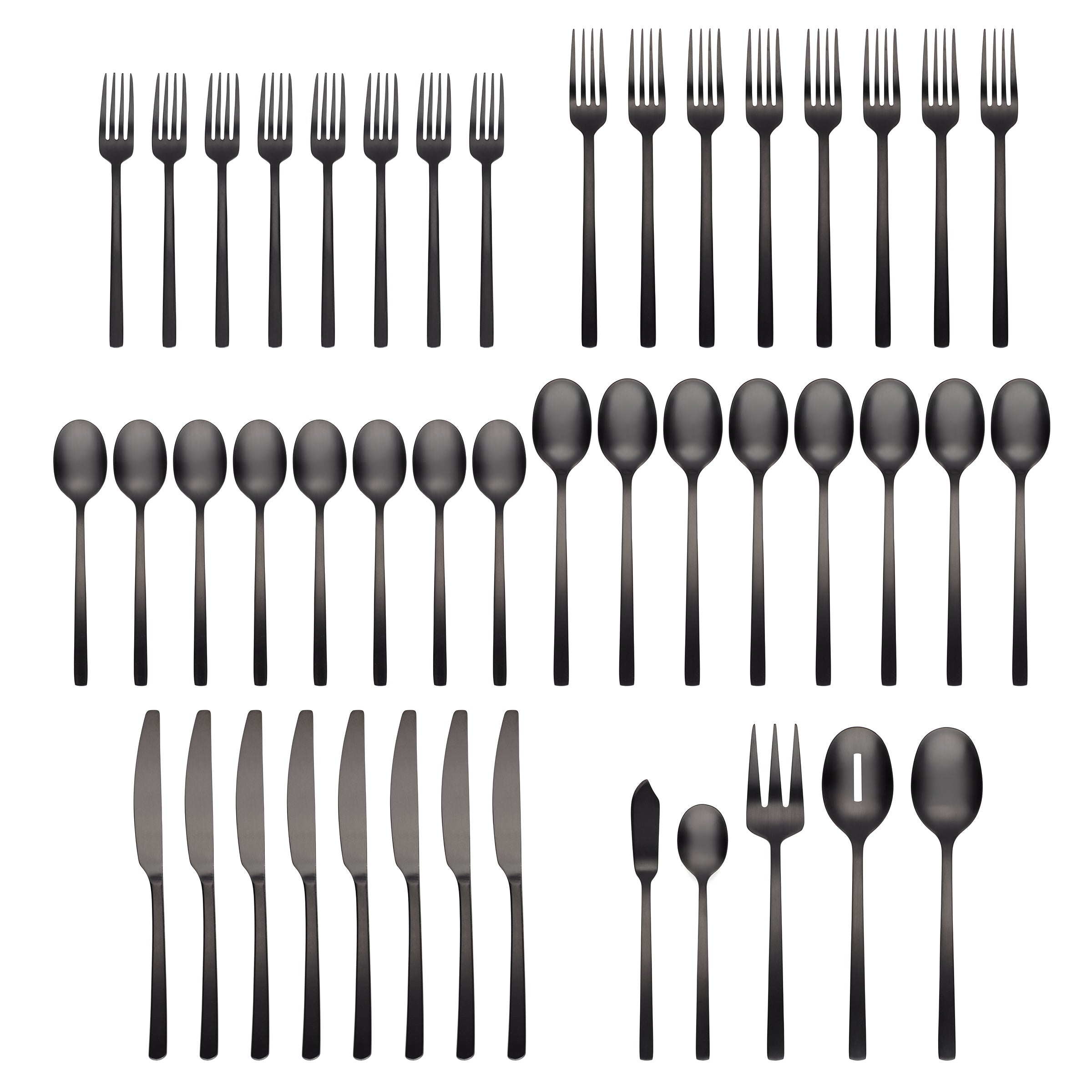 Beacon Black Satin 45-Piece Flatware Set - Image 2