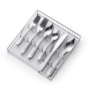 Yardena Sand 42 Piece Flatware Set with Chrome Caddy