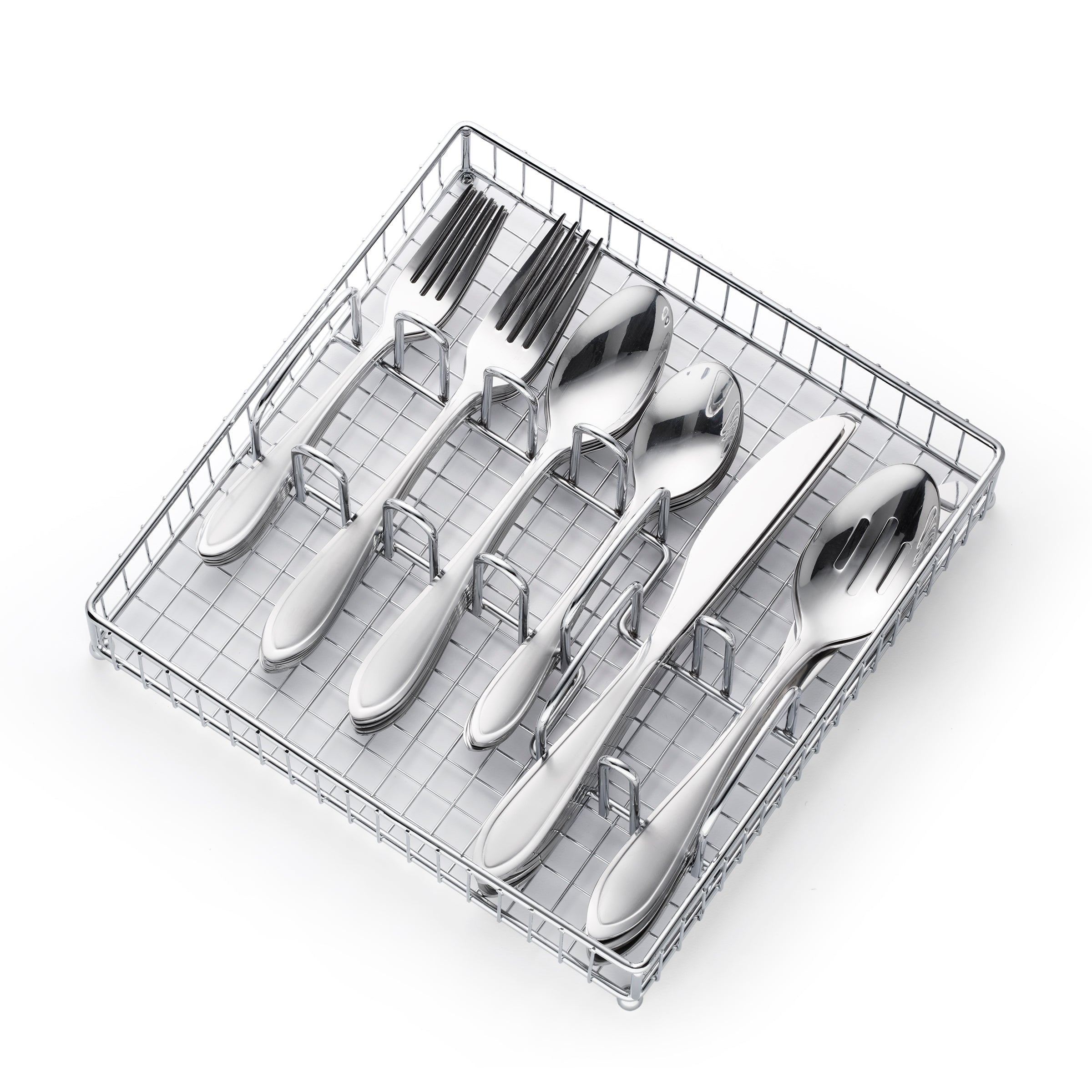 Yardena Sand 42 Piece Flatware Set with Chrome Caddy