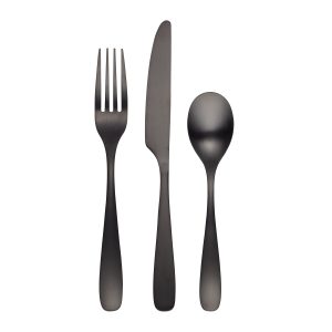 Eliana Black Satin 12-Piece Flatware Set