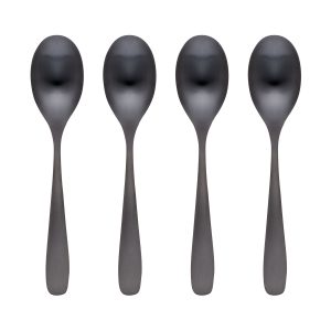 Eliana Black Satin Dinner Spoons. Set of 4