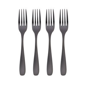 Eliana Black Satin Salad Forks. Set of 4