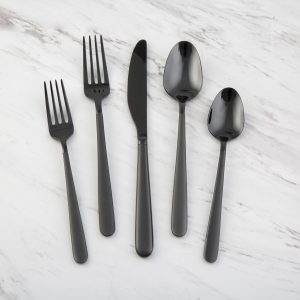 Quinn Black Sand Mirror 20-Piece Flatware Set