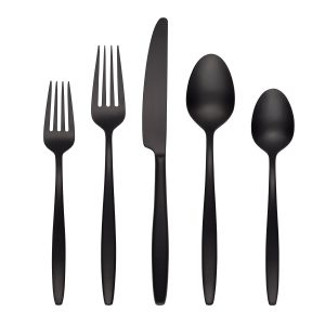 Nylah Black Satin 20-Piece Flatware Set