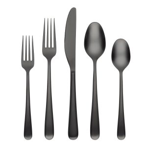 Rafael Black Satin 20-Piece Flatware Set