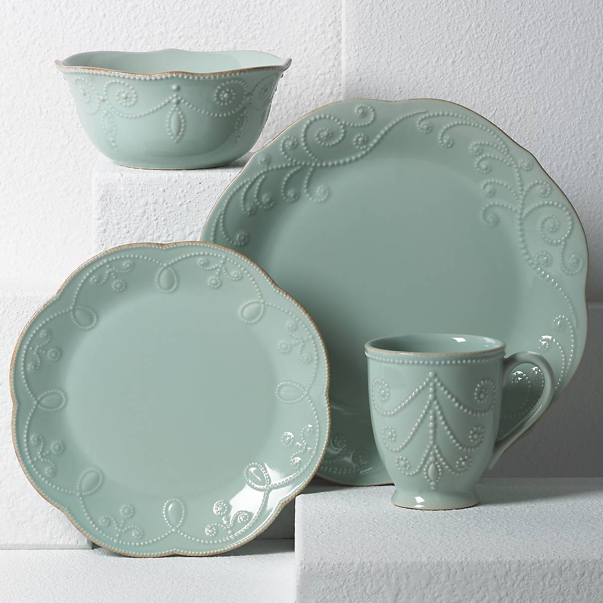French Perle Ice Blue 4-Piece Place Setting - Image 2