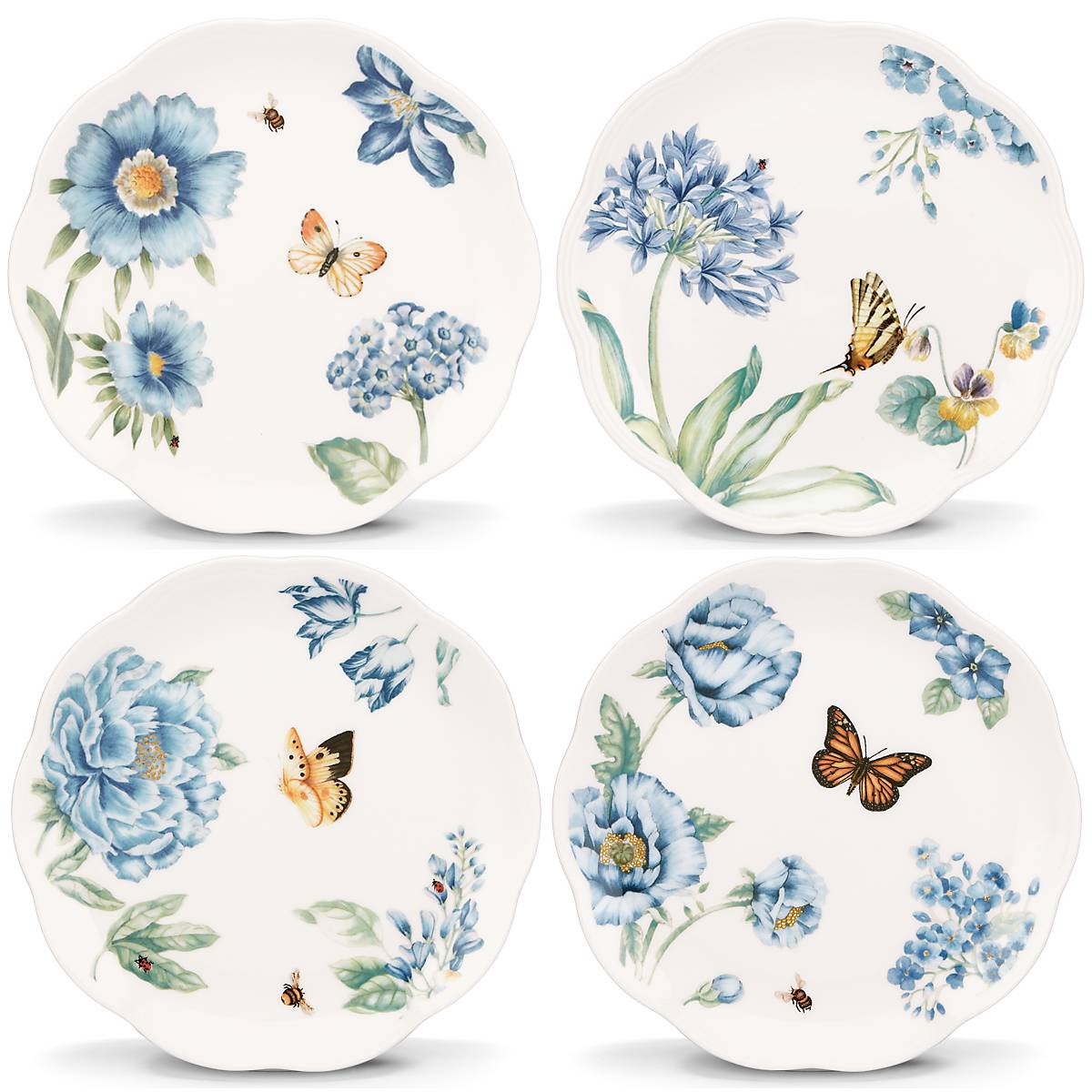 Butterfly Meadow Blue Dessert Plates. Set of 4 - Image 2