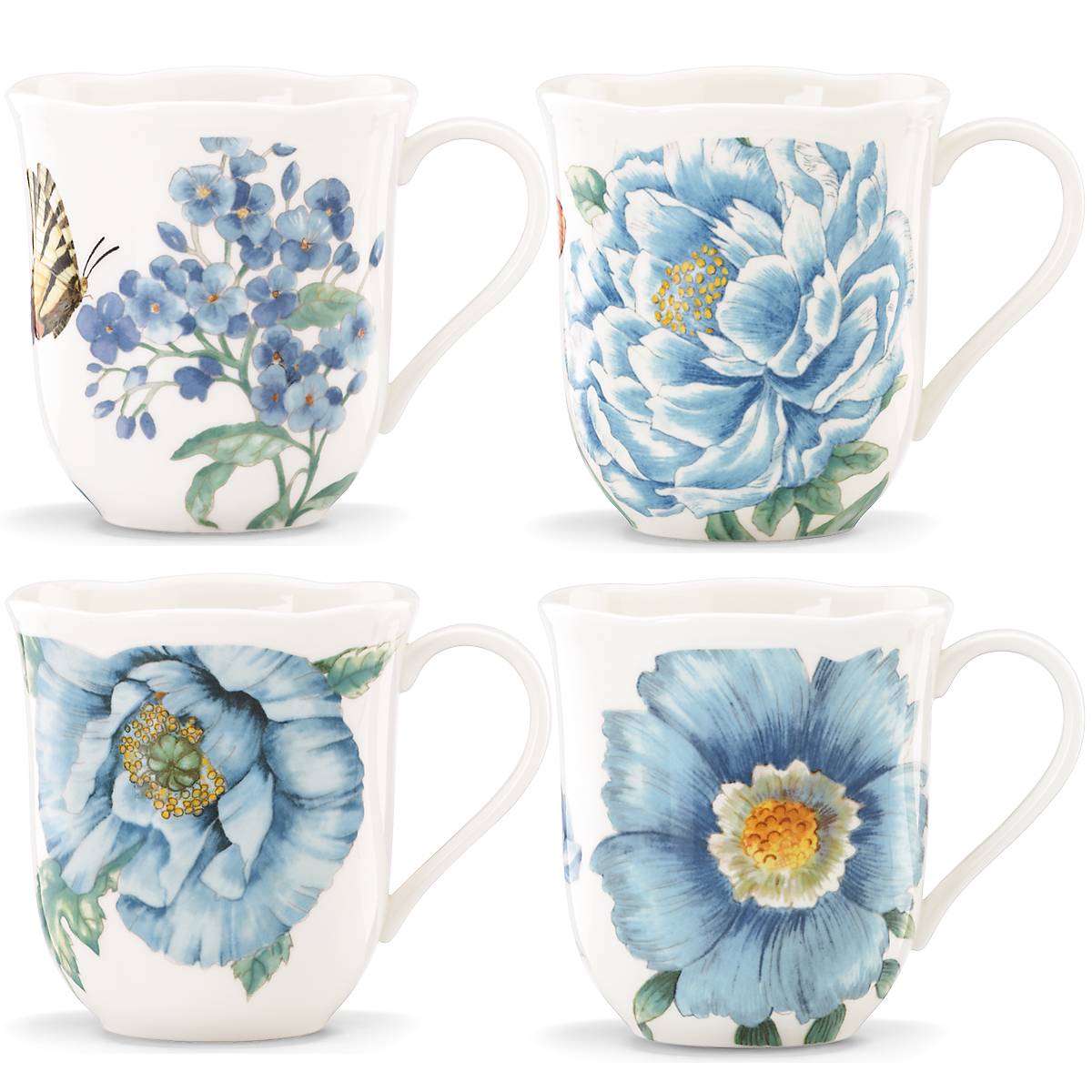 Butterfly Meadow Blue Mugs. Set of 4 - Image 2