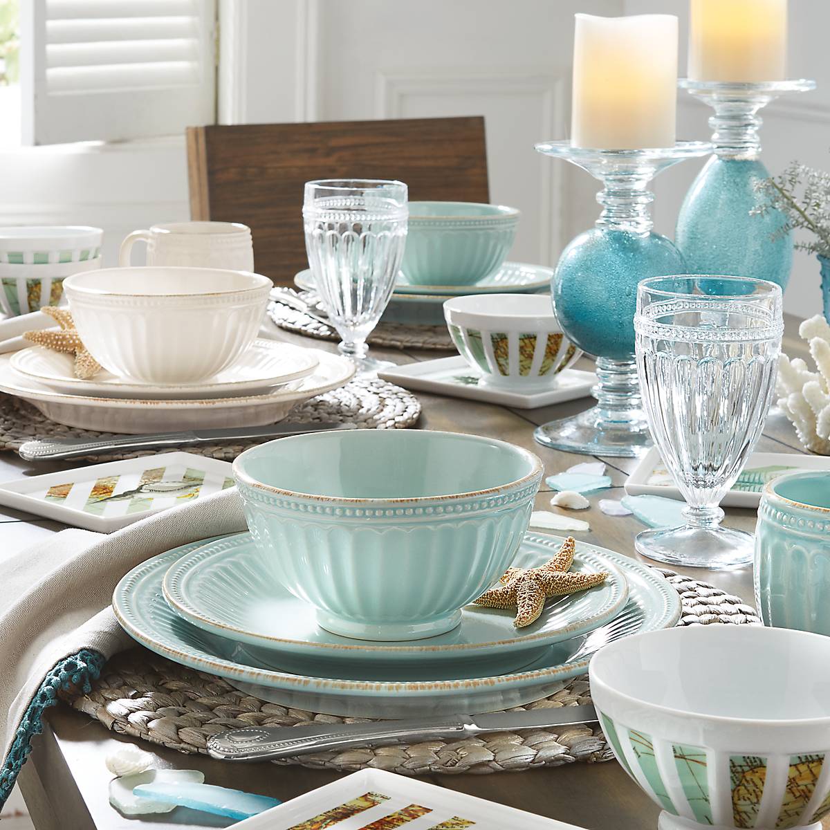 French Perle Groove Ice Blue 4-Piece Place Setting - Image 8