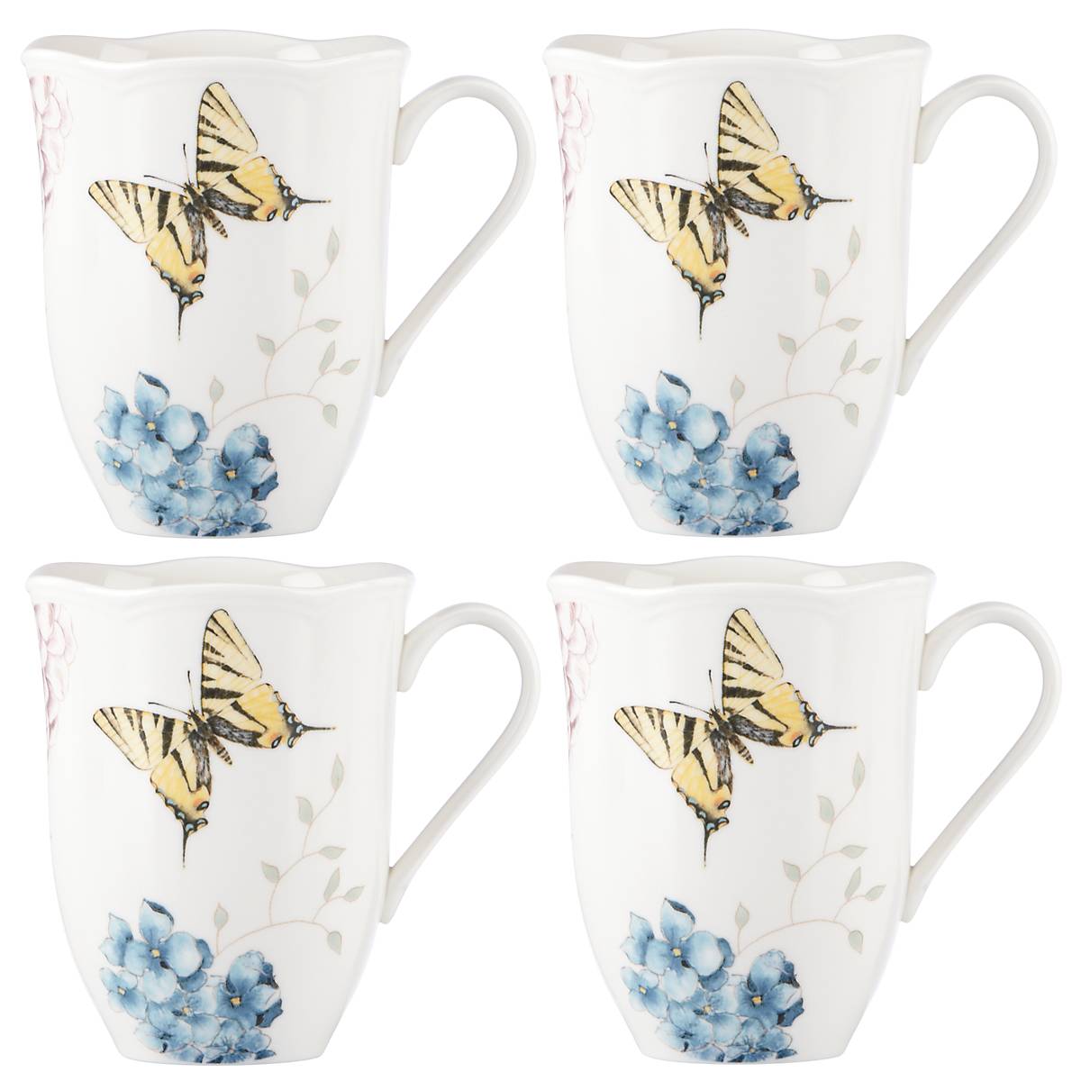 Butterfly Meadow Hydrangea Mugs. Set of 4 - Image 3