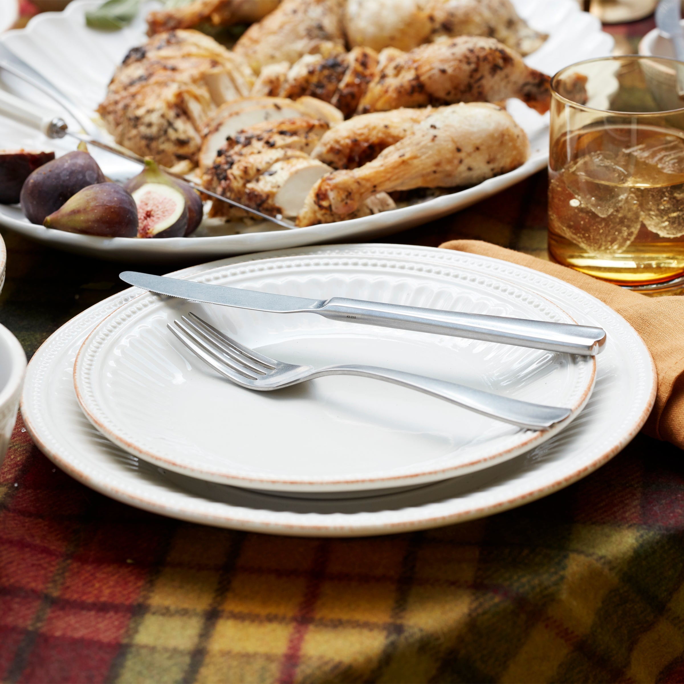 French Perle Scallop Vintage 65-Piece Flatware Set - Image 5