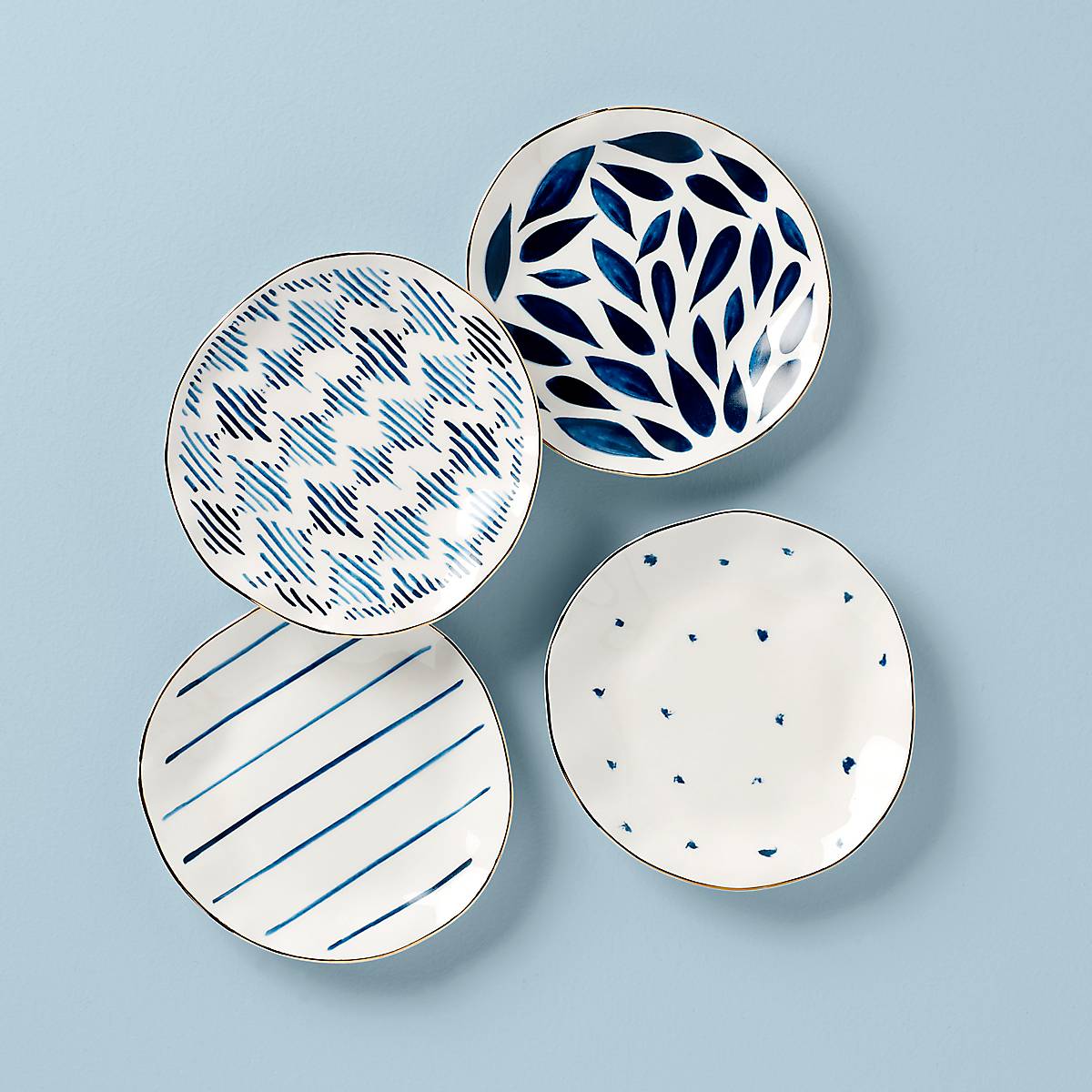 Blue Bay Tidbit Plates. Set of 4