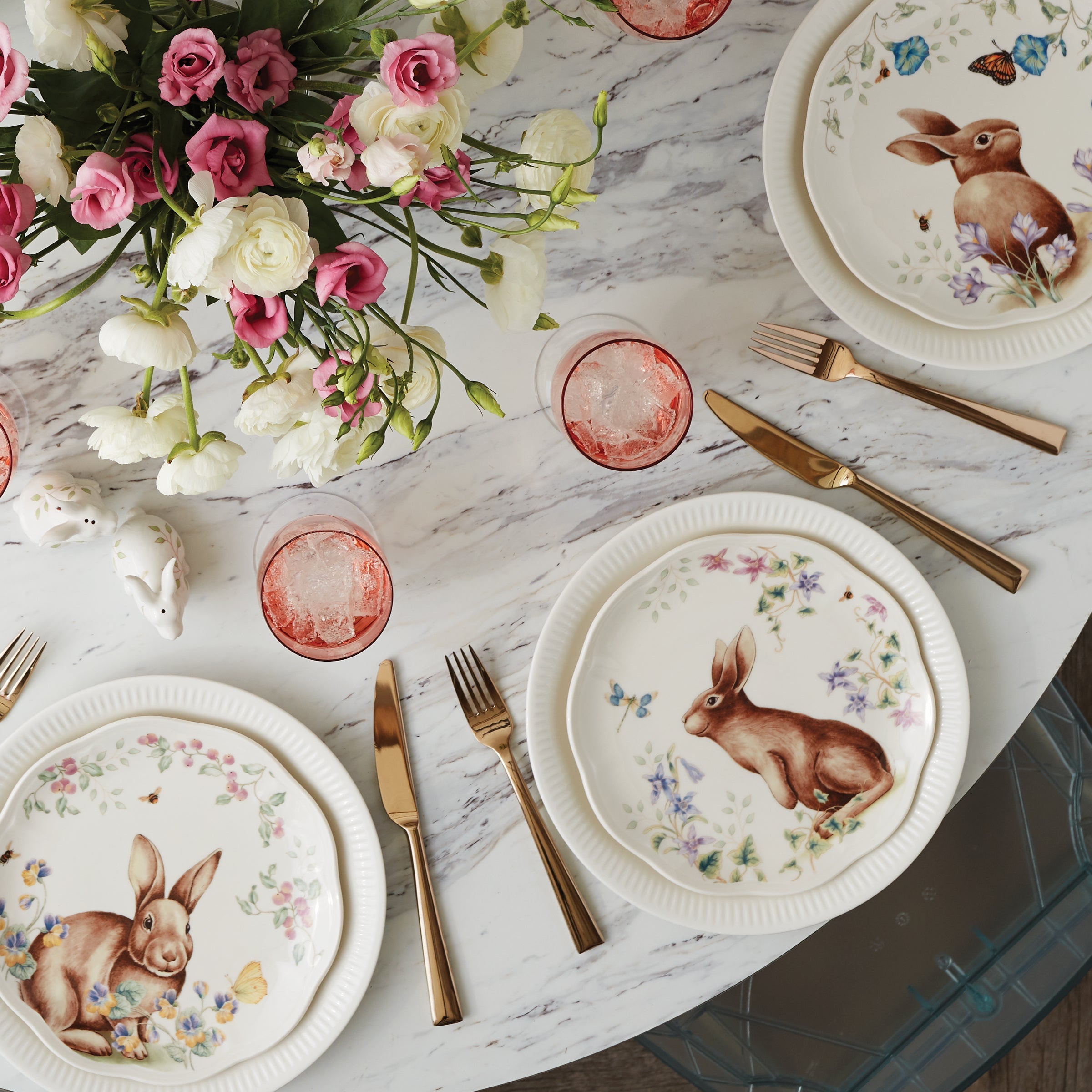 Butterfly Meadow Bunny Accent Plates. Set of 4 - Image 5