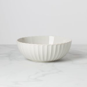 French Perle Scallop White Serving Bowl