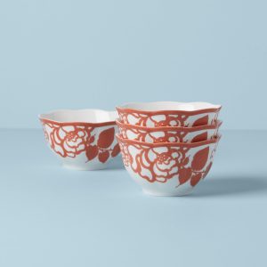 Butterfly Meadow Cottage Saffron Rice Bowls. Set of 4