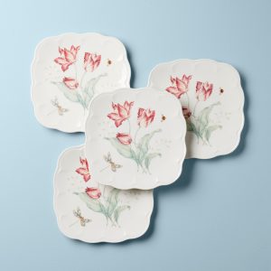 Butterfly Meadow Square Accent Plates. Set of 4