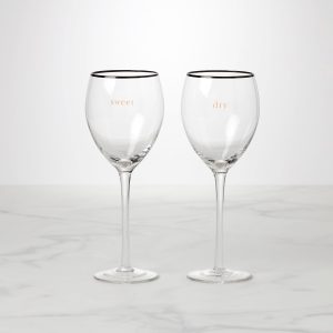 Cheers To Us Sweet & Dry Wine Glasses. Set of 2