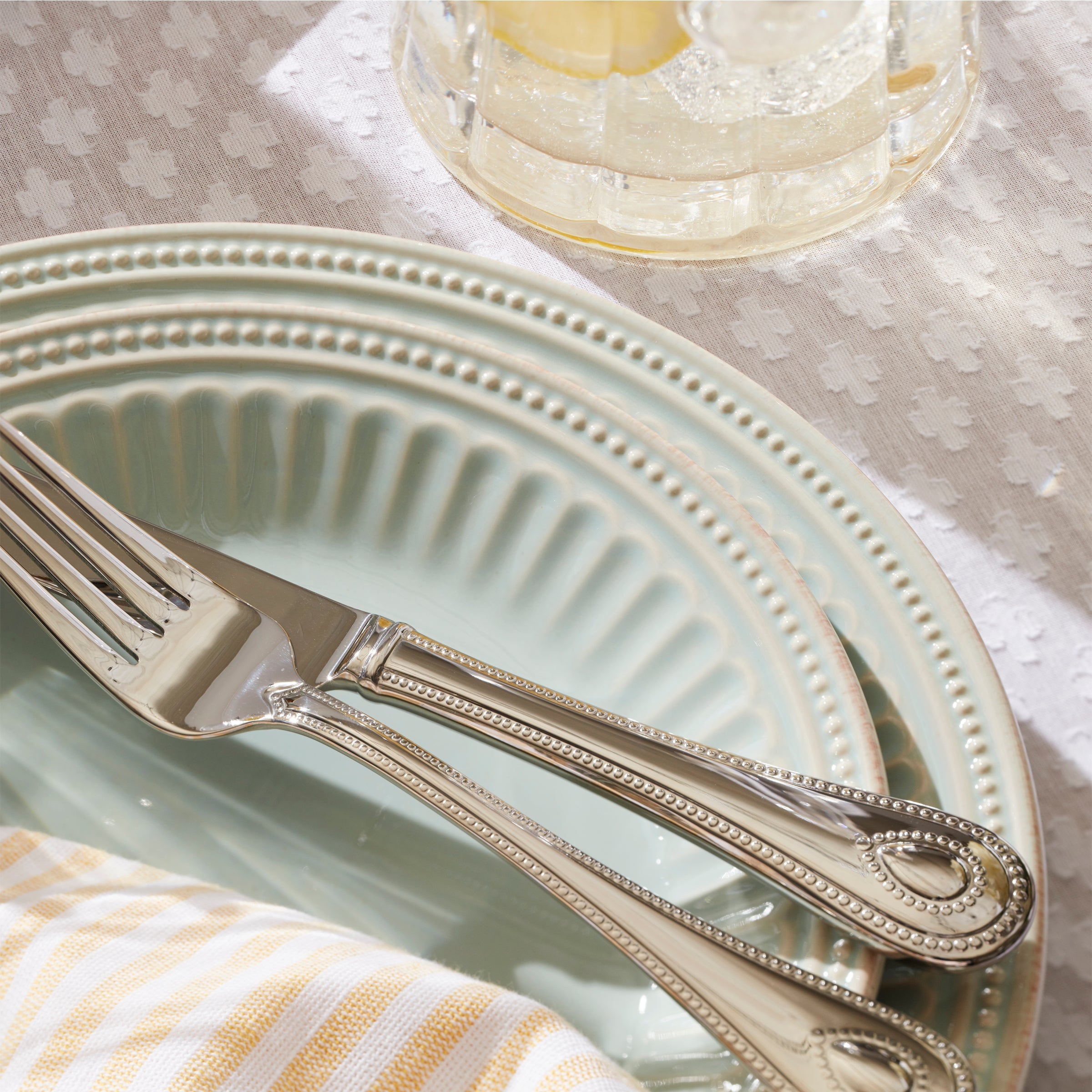 French Perle Groove Ice Blue 4-Piece Place Setting - Image 6