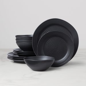 Ridge Black 12-Piece Dinnerware Set