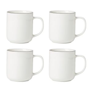 24 Seven Black Rim Mugs. Set of 4