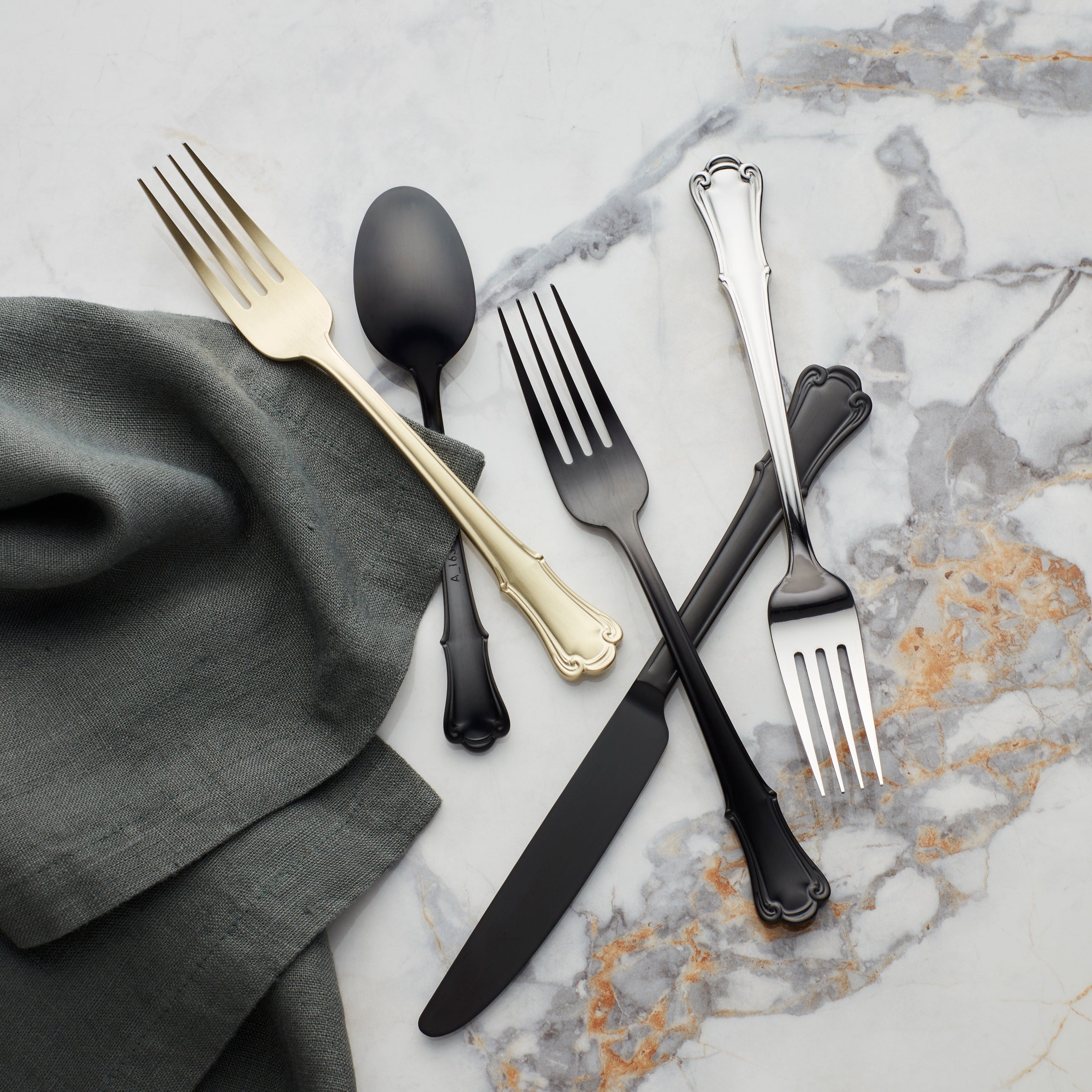 James Street Black Satin 20-Piece Flatware Set - Image 3