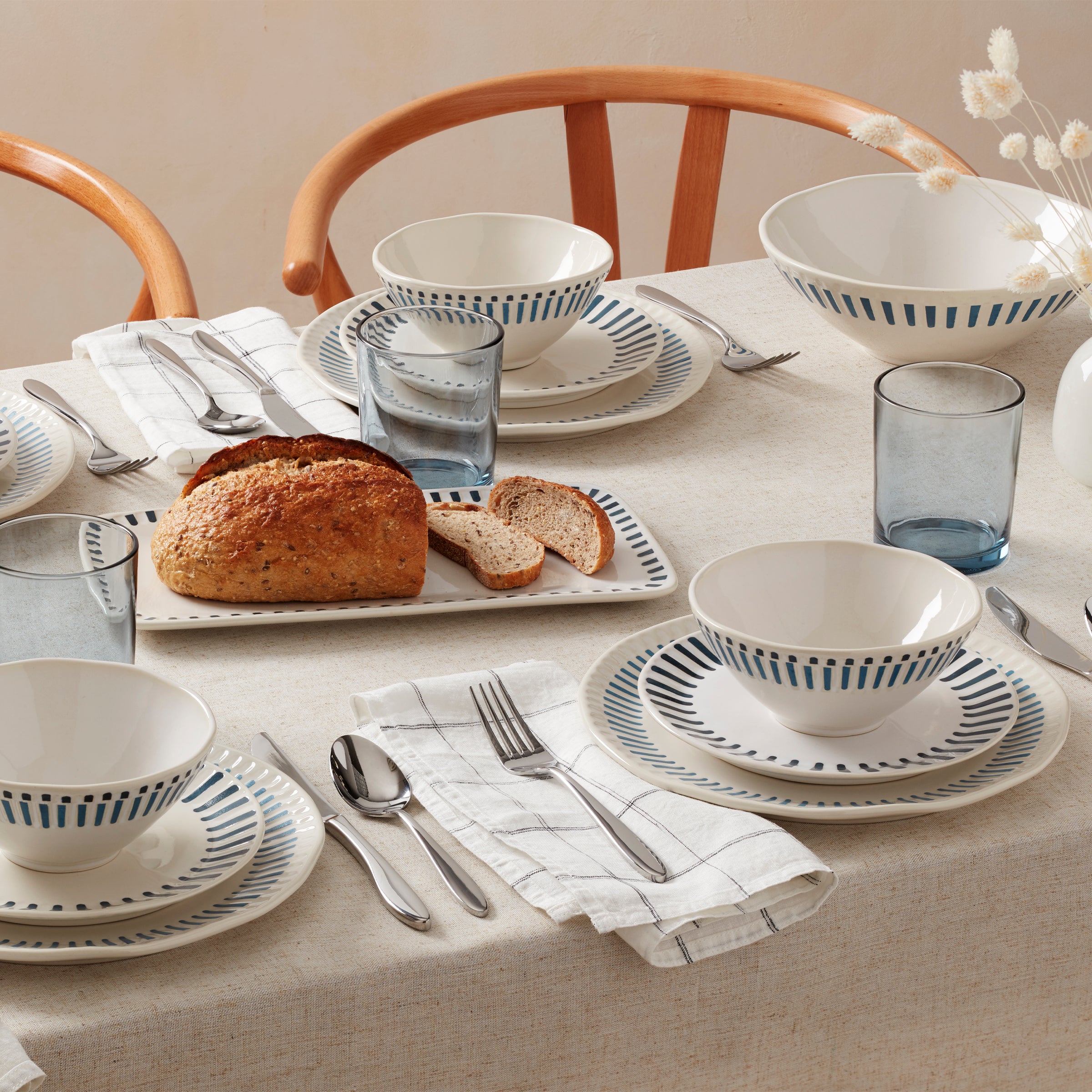 Artisanal Stripe 12-Piece Dinnerware Set - Image 2