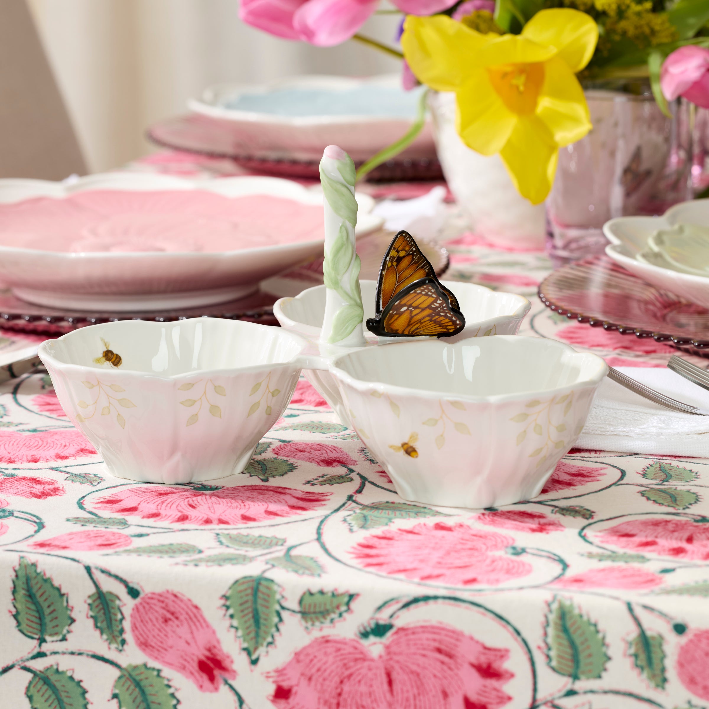 Butterfly Meadow Floral 3-Section Server - Image 3