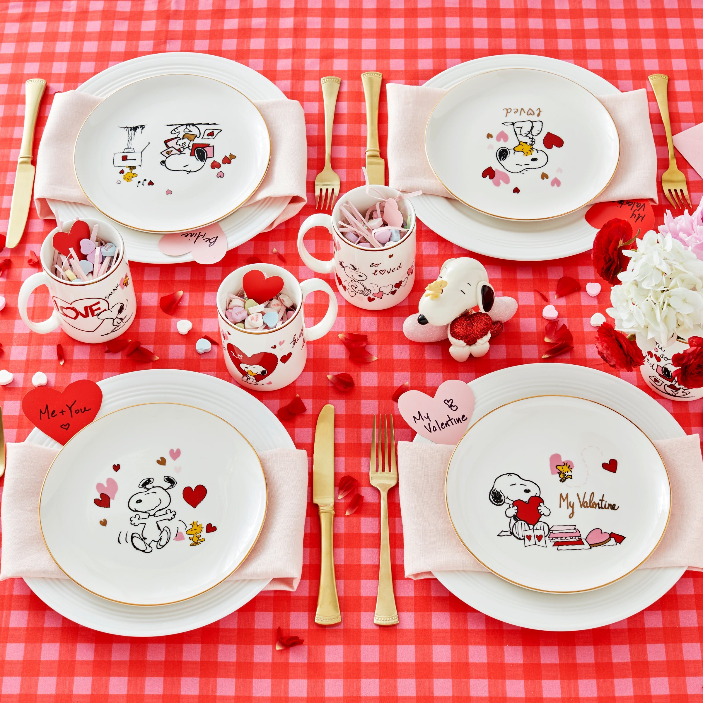 Gingham Pink Dinner Plates. Set of 4 - Image 7