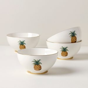 British Colonial Bamboo Rice Bowls. Set of 4