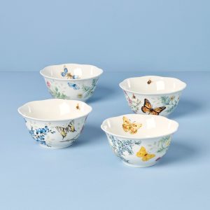 Butterfly Meadow Herbs Rice Bowls. Set of 4