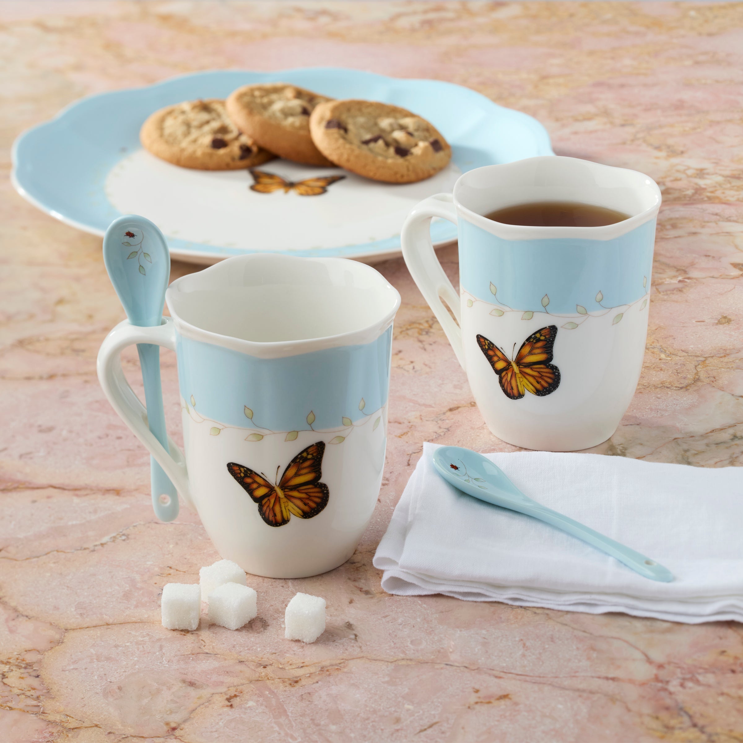 Butterfly Meadow Blue Mugs with Spoons. Set of 2 - Image 5