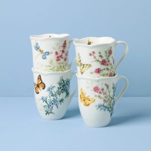Butterfly Meadow Herbs Mugs. Set of 4