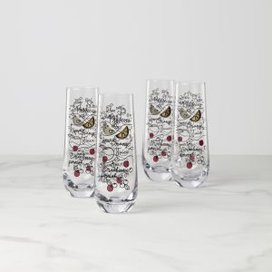 Make Merry Stemless Flute Glasses. Set of 4