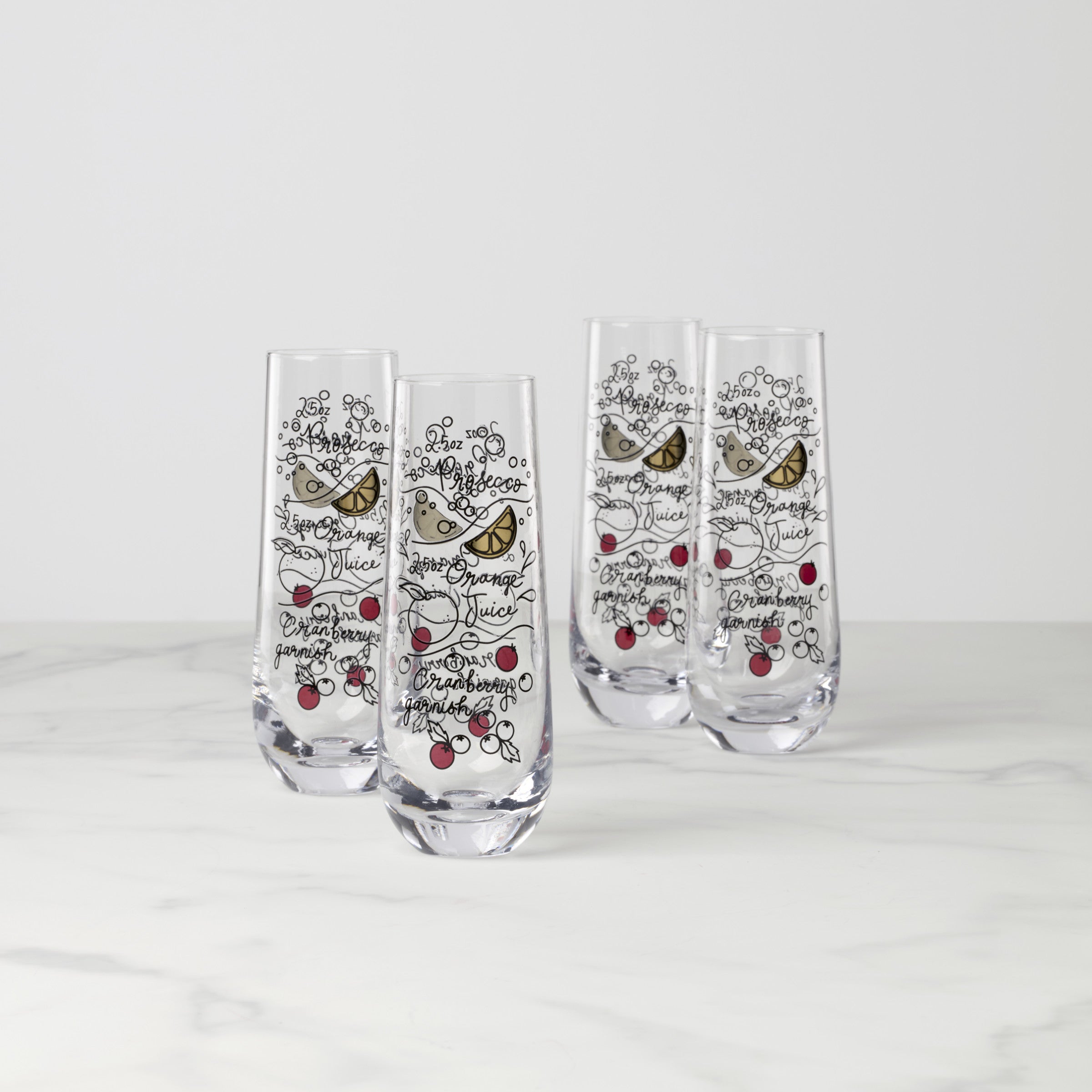 Make Merry Stemless Flute Glasses. Set of 4