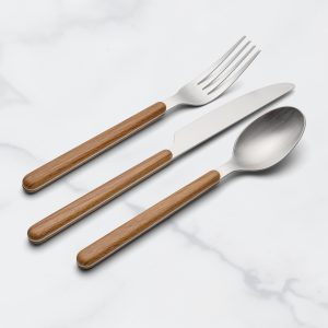 24 Seven Mirror Faux Wood Handle 12-Piece Flatware Set