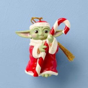 Grogu with Candy Cane Ornament