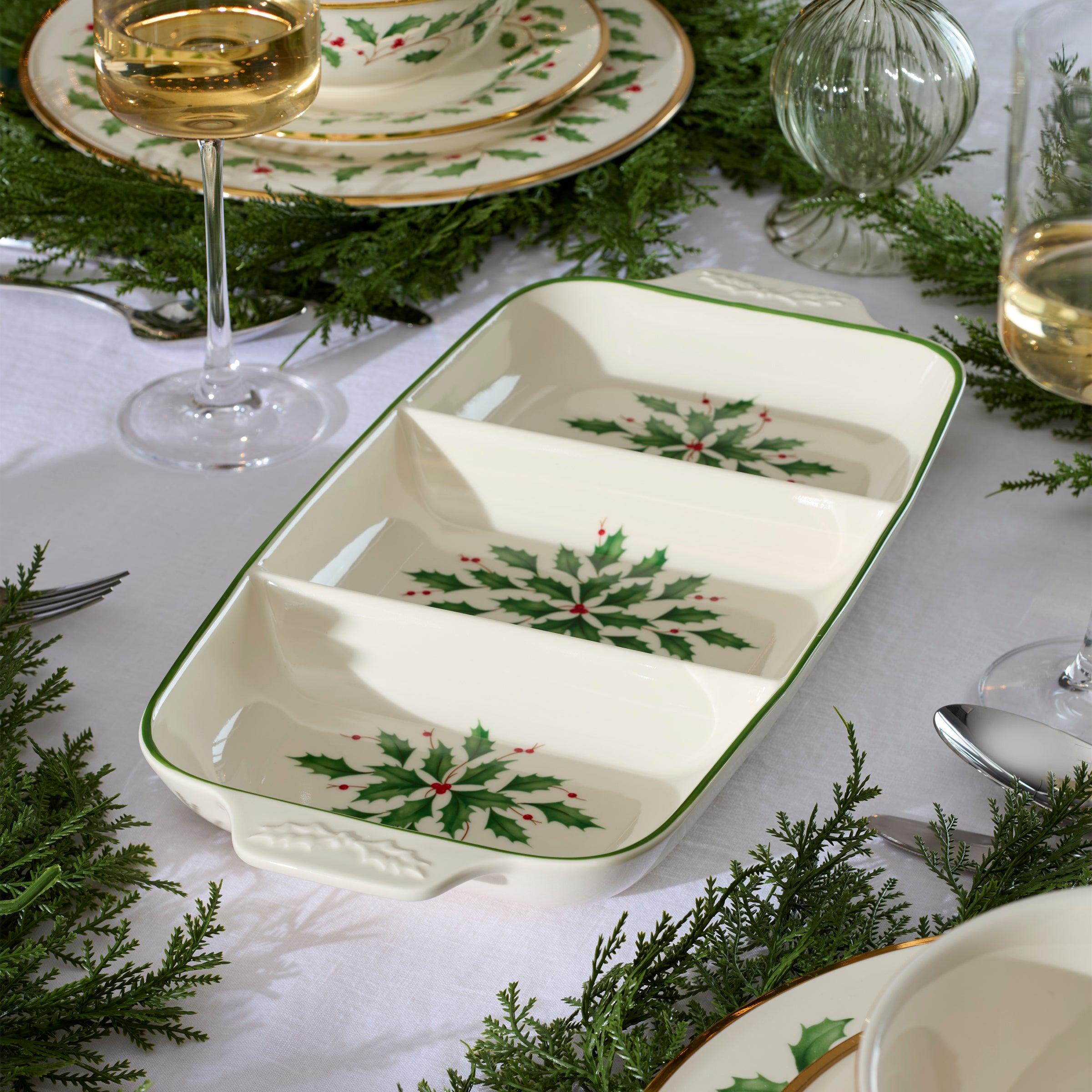 Holiday Carved Divided Dish - Image 2