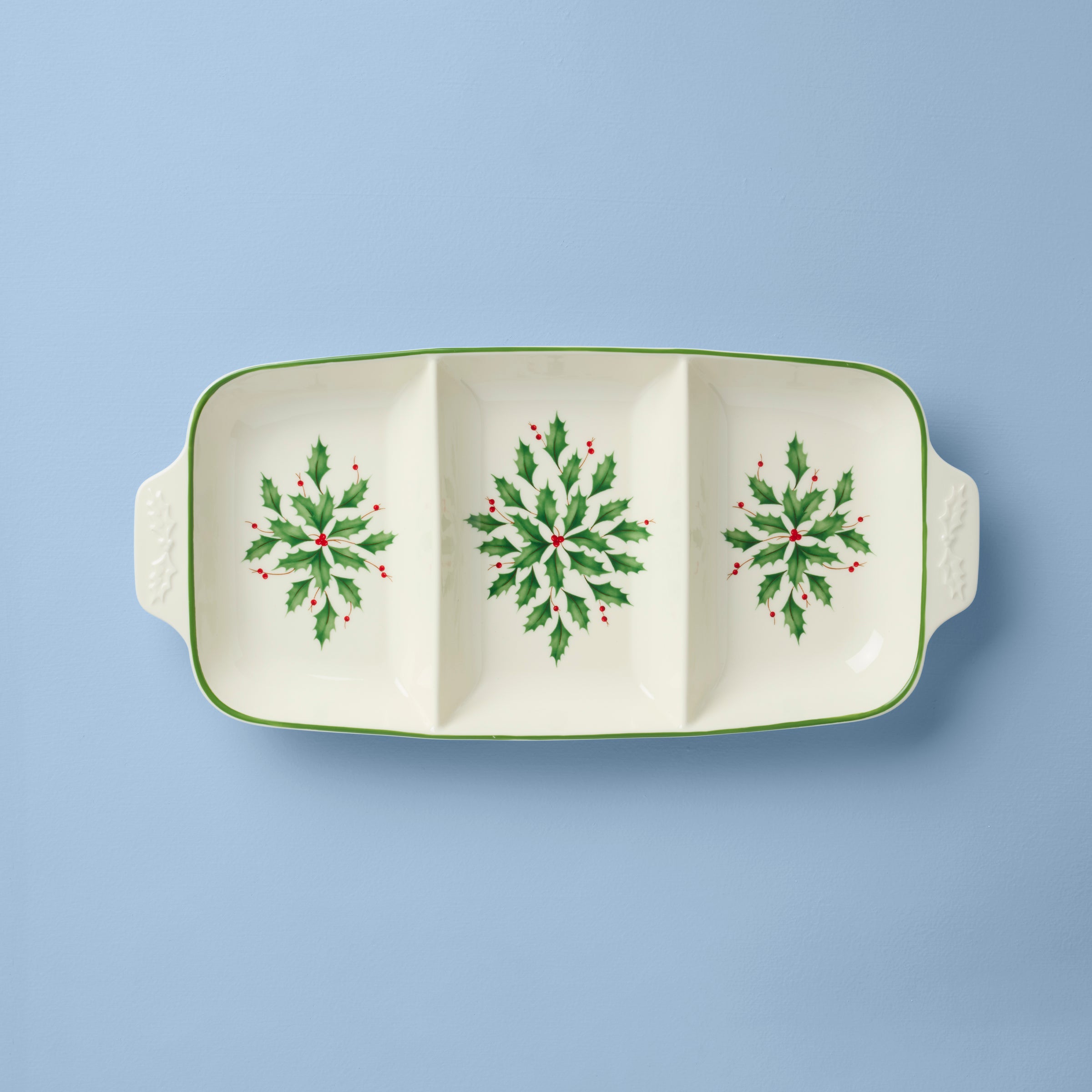 Holiday Carved Divided Dish