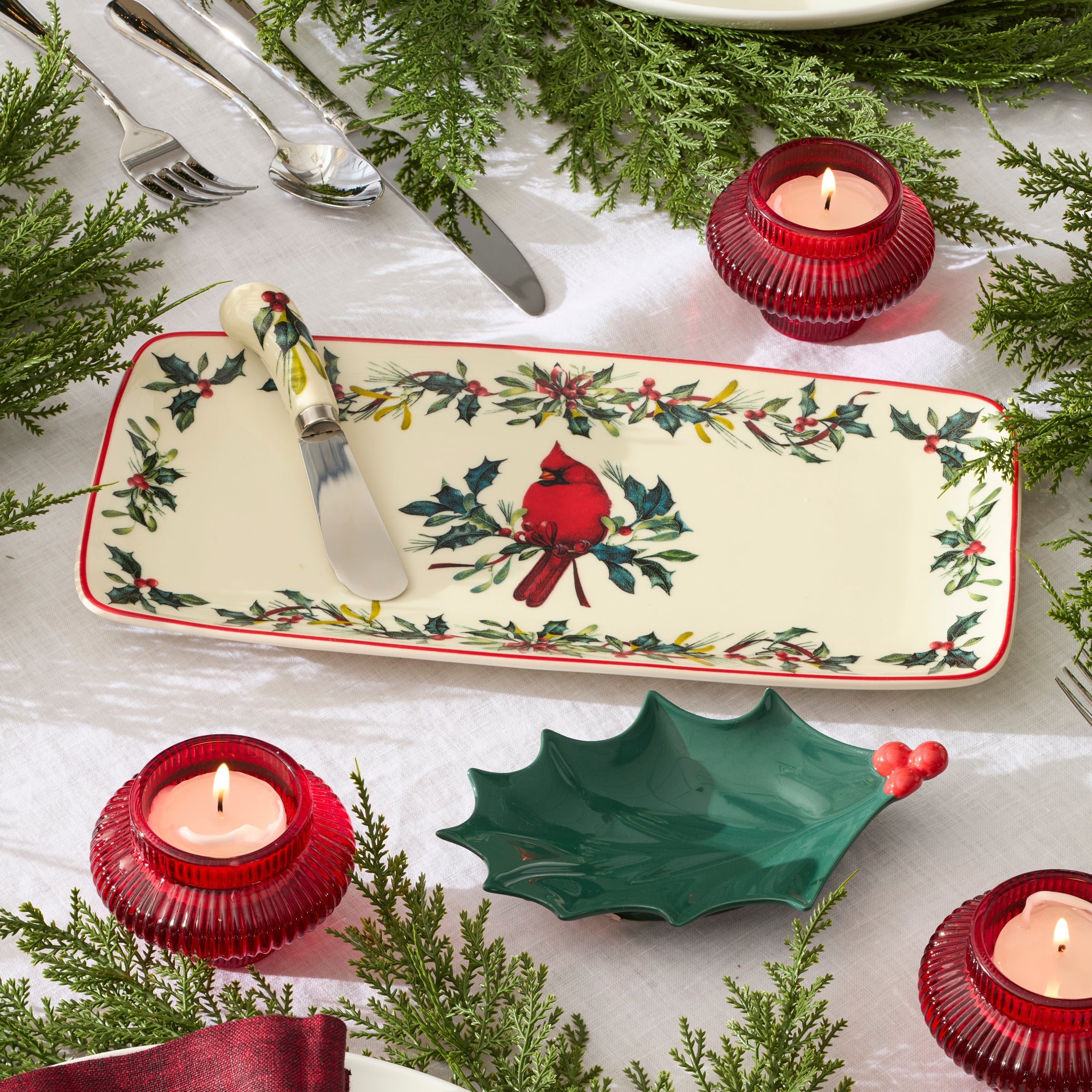 Winter Greetings Tray Set with Spreader 3 Piece Set - Image 2