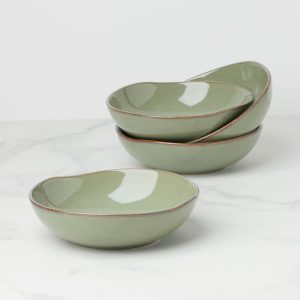 Organic Shades Sage Green Pasta Bowls. Set of 4
