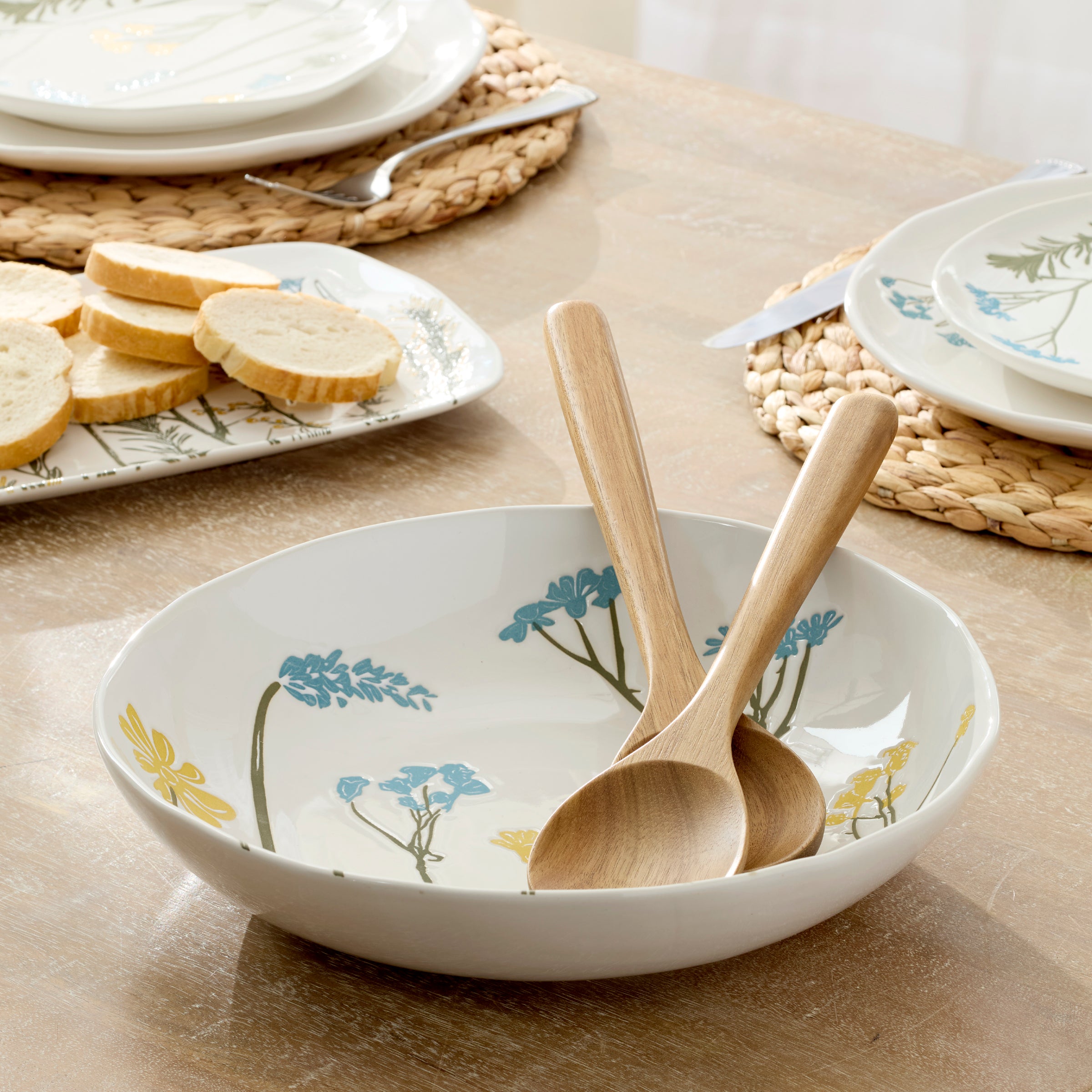 Wildflowers Salad Bowl with Servers - Image 4