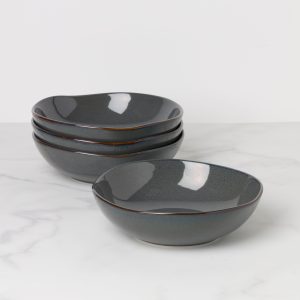 Organic Shades Gray Pasta Bowls. Set of 4