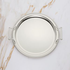 Round Silverplate Tray With Handles